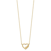 14K Yellow Gold Open Heart with LOVE Inside Adjustable 17 inch Necklace